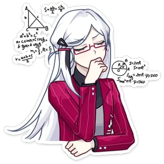 🤔 1cb97fda คณิตศาสตร์, อนิเมะ, ผู้หญิง, คิด, สมการ, เรขาคณิต, คณิตศาสตร์ telegram sticker