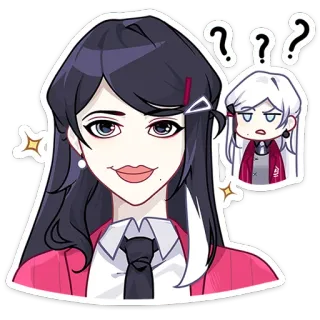 ❓ 964128f8 ผู้หญิง, การ์ตูน, อนิเมะ, คำถาม, คิด, สับสน, สีหน้า telegram sticker