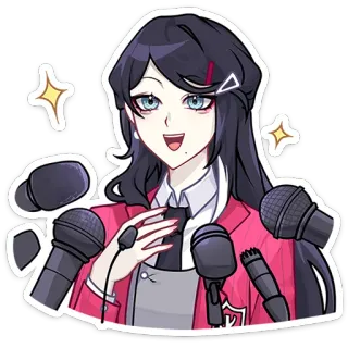 ☺️ c565fe07 สาวอนิเมะ, ตัวการ์ตูน, ผู้หญิง, ไมโครโฟน, สัมภาษณ์ telegram sticker