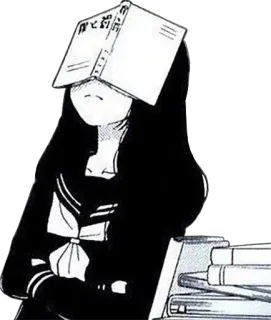 😪 758649f6 Аниме, Школьница, Книга, Спит, Девушка, Манга whatsapp sticker