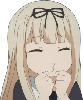 😙 f3b37338 аниме девушка, мило, поцелуй, мультфильм, блондинка whatsapp sticker