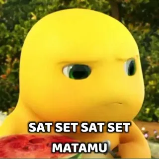 🤯 92f45626 SAT SET SAT SET MATAMU Meme, Divertido, Personaje amarillo, Dibujo animado, Indonesio telegram sticker