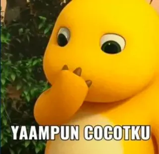 🤭 9fd498ae YAAMPUN COCOTKU dinosaurio, amarillo, dibujos animados, mono telegram sticker