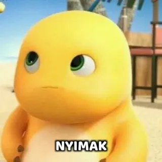 🤨 d568c9fb NYIMAK dinosaurio amarillo, personaje de dibujos animados, Nyimak, dinosaurio telegram sticker