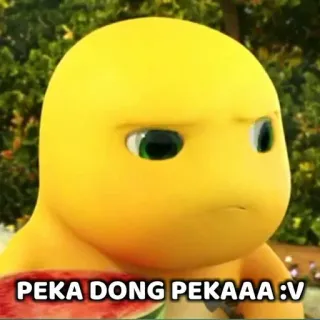 😳 e54ba908 PEKA DONG PEKAAA :V dibujos animados, amarillo, dinosaurio, expresión, meme telegram sticker