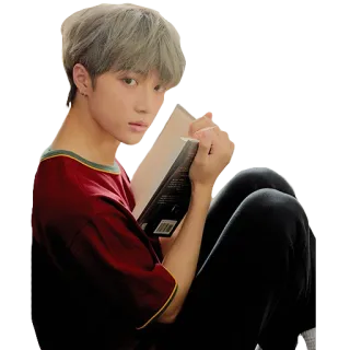 📚 4f6f7188 Beomgyu Beomgyu, TXT, K-pop, singer, book, reading, Korean whatsapp sticker