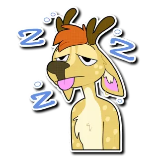 😴 53547bc2 Z 困, 鹿, 卡通, 动物, 可爱, 累, 睡觉 telegram sticker