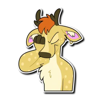 😣 6bd70c4f 鹿, 动物, 卡通, 捂脸, 尴尬, 贴纸 telegram sticker