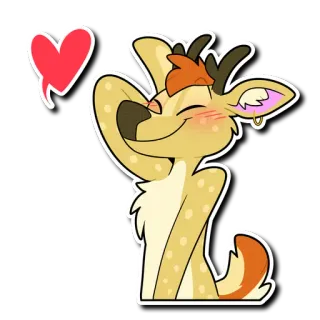 😊 9150c59f 鹿, 毛茸茸, 爱心, 可爱, 动物, 卡通 telegram sticker