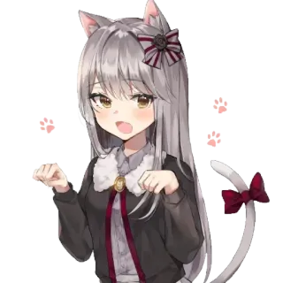 💞 7a3aeb95 Аниме, Неко, Кэмономими, Милый, Каваий, Манга, Наклейка telegram sticker