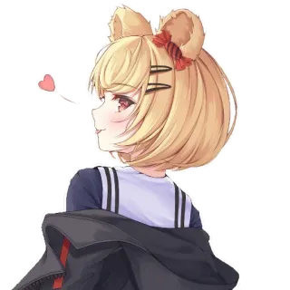 💞 bbb2c233 аниме девушка, милый, каваий, кемономими, сердце, иллюстрация telegram sticker