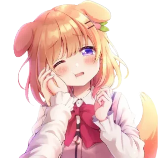 💞 ceebdf45 Аниме, Собака, Каваий, Милый, Подмигивание, Девушка telegram sticker