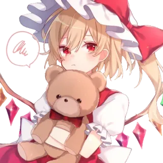 💞 d805c3e9 Ai Аниме, Девушка, Милый, Красный, Блондинка, Медведь, Плюшевый мишка telegram sticker