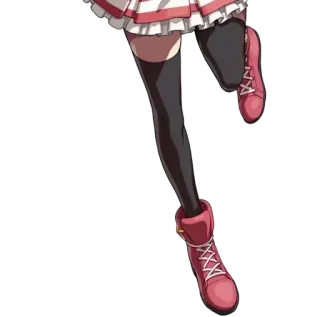 😆 3ba76cc8 Anime Mädchen, schwarze Strümpfe, rote Schuhe, rot-weißer Rock, Beinkleidung, Schuhe telegram sticker