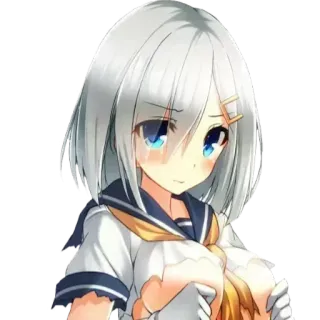 ☺️ 94b5c79e Anime, Mädchen, Schuluniform, Süß, Weißes Haar telegram sticker