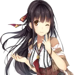 😉 98f5e82e Anime Mädchen, Zwinkern, Süß, Brünette, Mädchen telegram sticker