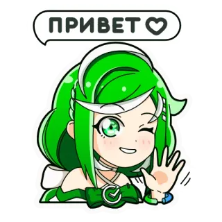👋 2c56901b ПРИВЕТ 你好, 问候, 俄语, 可爱, 动漫, 女孩, 挥手 telegram sticker