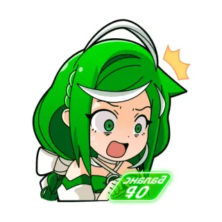 😱 af41747f эпблэ 90 动漫, 绿头发, 惊讶, 角色, 贴纸 telegram sticker