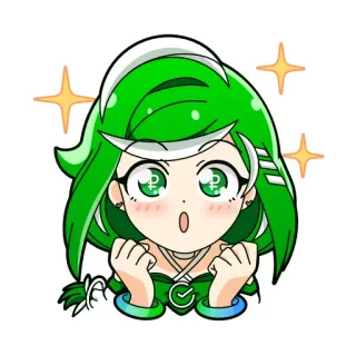 🤩 e8fc2e9b 动漫, 贴纸, 绿头发, 可爱, 闪光 telegram sticker