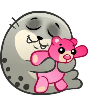 ☺️ 2b577152 foka, zwierzę, słodki, różowy, pluszowy miś, zabawka telegram sticker
