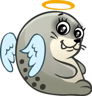😇 81f6df62 pieczęć, anioł, skrzydła, halo, słodki, zwierzę telegram sticker