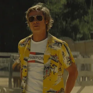 😑 2a882069 CHAMPION ブラッド・ピット, ワンス・アポン・ア・タイム・イン・ハリウッド, シャツ, 俳優, サングラス, チャンピオン telegram sticker