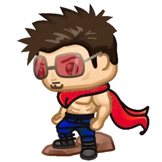 💪 821c6efe Cartone animato, Personaggio, Maschio, Occhiali, Rosso, Muscoloso whatsapp sticker