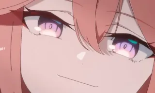 🌸 1b81ff13 animé, fille, cheveux roses, yeux violets, suffisant, dessin animé whatsapp sticker