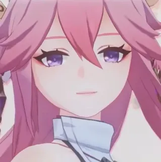 🌸 35bc810f Yae Miko Genshin Impact Anime, Jeu vidéo, Cheveux roses, Yae Miko, Genshin Impact whatsapp sticker