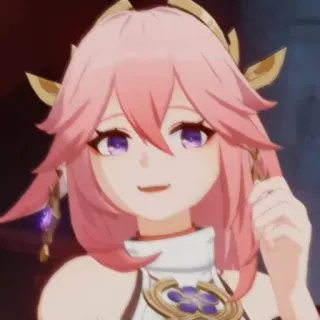 🌸 4a3aeedd Yae Miko Genshin Impact Anime, Jeu vidéo, Genshin Impact, Yae Miko, Cheveux roses whatsapp sticker