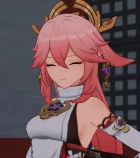 🌸 5d6bc130 Yae Miko Genshin Impact Anime fille, Jeu vidéo, Cheveux roses, Yae Miko, Genshin Impact, Anime whatsapp sticker