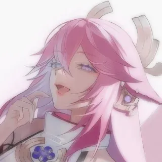 🌸 733f5fd1 Yae Miko Genshin Impact Anime, Genshin Impact, Yae Miko, Jeu vidéo, Cheveux roses whatsapp sticker