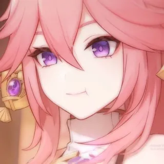 🌸 fe4a813b Yae Miko Genshin Impact Anime, Jeu, Genshin Impact, Yae Miko, cheveux roses whatsapp sticker