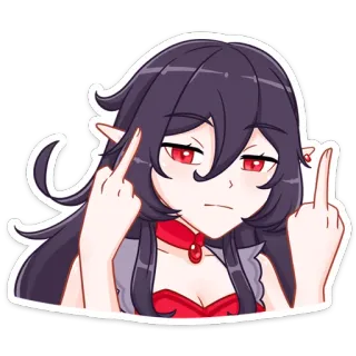 🖕 4360c34a Anime, Chica, Dedo corazón, Ofensivo, Sticker, Dibujo animado telegram sticker