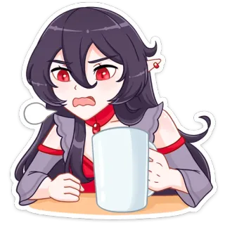 🙄 a1dd463f anime, mujer, taza, asco, dibujos animados telegram sticker