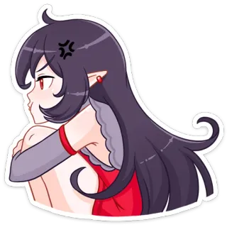 🤔 b5e36466 Anime, Elfo, Dibujos animados, Pegatina, Irritado, Chica telegram sticker