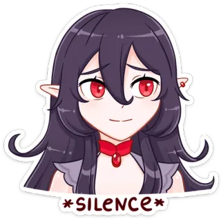 🙂 cd6b5351 SILENCE anime, elfo, dibujos animados, silencio, ojos rojos, lindo telegram sticker