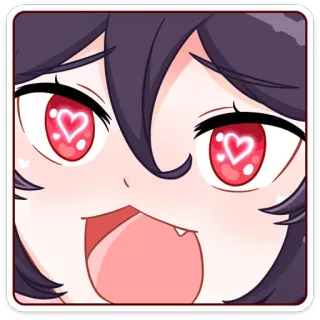 😍 d2ea1fc2 chica anime, kawaii, lindo, ojos de corazón, dibujos animados, pegatina, manga telegram sticker