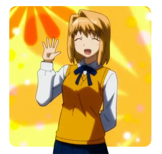 😄 ce60b15b アニメ, 女の子, 漫画, 制服, 元気, 手を振る telegram sticker