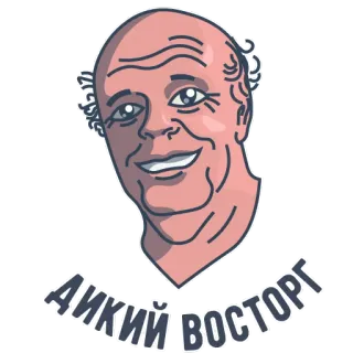 😀 f2b7c7d9 ДИКИЙ ВОСТОРГ cartoon, face, expression, smile, Russian, text telegram sticker