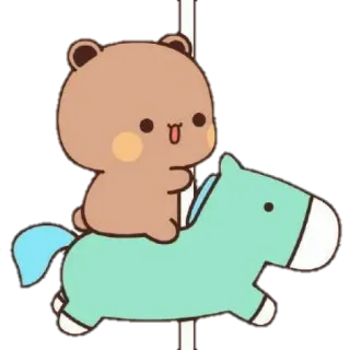🐻 04110b9a クマ, 馬, メリーゴーラウンド, 可愛い, 漫画, 動物 telegram sticker