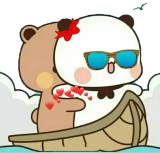 🐻 63c115e0 クマ, マンガ, かわいい, 愛, ボート, サングラス, パンダ telegram sticker