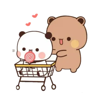 🐻 099c2623 Панда, Медведь, Тележка, Леденец, Милый, Мультфильм whatsapp sticker