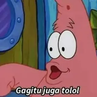 🏃 1eb978b0 Patrick Star SpongeBob SquarePants Gagitu juga tolol Patricio Estrella, Bob Esponja, dibujos animados, divertido, insulto, meme whatsapp sticker