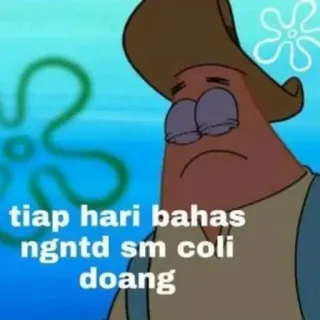 🏃 cf80fa46 Patrick Star SpongeBob SquarePants tiap hari bahas ngntd sm coli doang patrick star, bob esponja, indonesio, meme whatsapp sticker