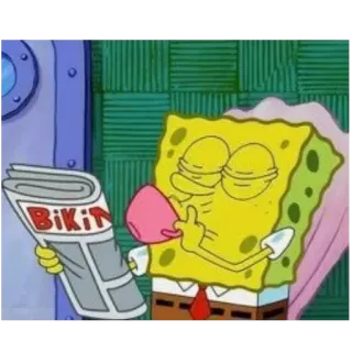 🏃 d374623c Spongebob Spongebob Squarepants Bikini dibujos animados, Bob Esponja, periódico, bikini, leyendo whatsapp sticker