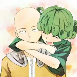 📎 651b63ad Saitama One-Punch Man Saitama, Tatsumaki, One-Punch Man, anime, manga, hug, friendship telegram sticker