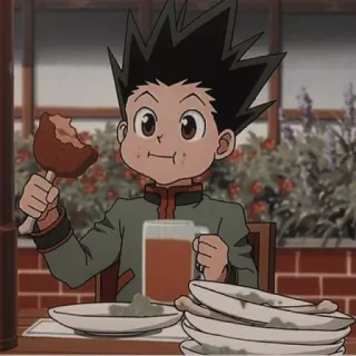 🍺 6acde886 Gon Freecss Hunter x Hunter anime, manga, gon freecss, eating, food, hunter x hunter telegram sticker