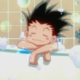 🍺 f2c8e19b Gon Freecss Hunter x Hunter anime, boy, bath, bubbles, cartoon, cute, gon freecss telegram sticker