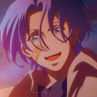 🔵 4a144301 动漫, 卡通, 角色, 微笑, 紫色头发 telegram sticker